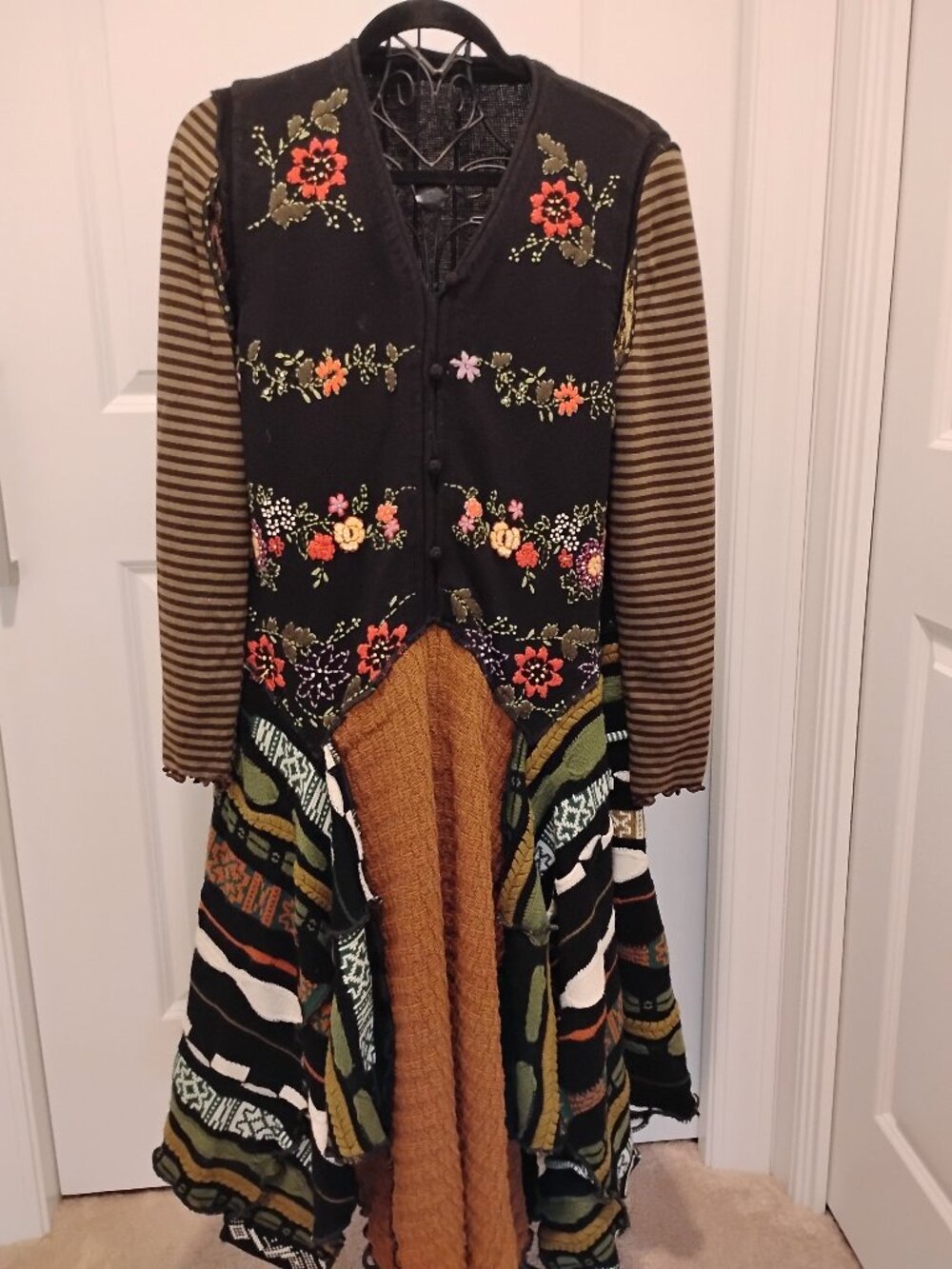 Upcycled Lagenlook Sweater Dress Size L